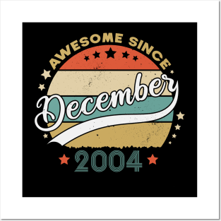 Awesome Since December 2004 Birthday Retro Sunset Vintage Funny Gift For Birthday Posters and Art